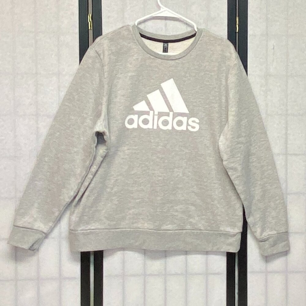 Adidas Golf Crew Neck Sweatshirt XL Grey Fleece Pull Over Adidas Graphic